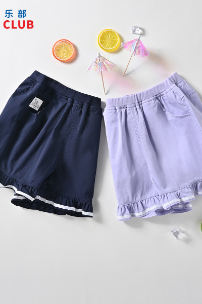 [1件3折]铅笔俱乐部童装2025夏装新款女童短裤儿童休闲裤子花边宝宝五分裤