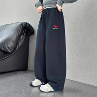 女童加绒裤子秋冬款儿童阔腿裤初中生运动裤女大童时髦洋气卫裤潮