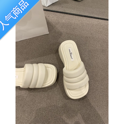 SUNTEK松糕厚底凉拖外穿女鞋2023年春夏新款增高法式晚风配裙子一字凉鞋