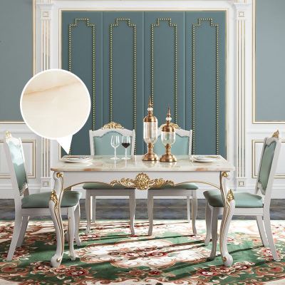 欧式餐桌椅组合现代简约大理石实木饭桌小户型长方形简欧配套家具