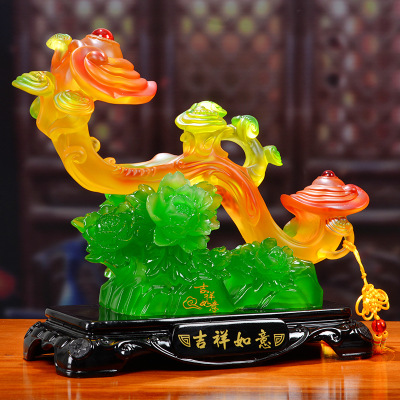 添福运 树脂摆件工艺品家居客酒柜装饰品玄关客厅酒柜小装饰品摆件办公室装饰店铺装饰开业礼品乔迁礼品收银台装饰品玉如意摆件