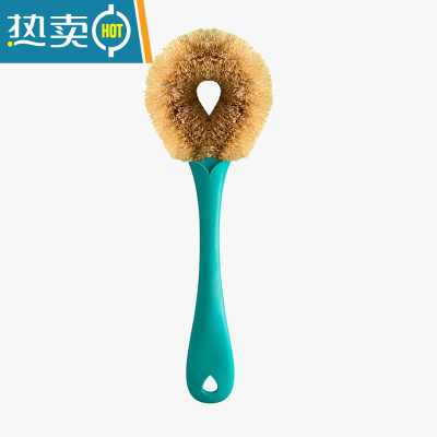 敬平厨房清洁用品用具洗碗器洗锅刷长柄椰棕家用刷锅刷小刷子 绿色