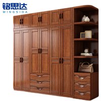 铭思达实木衣柜六门+顶柜+边柜套