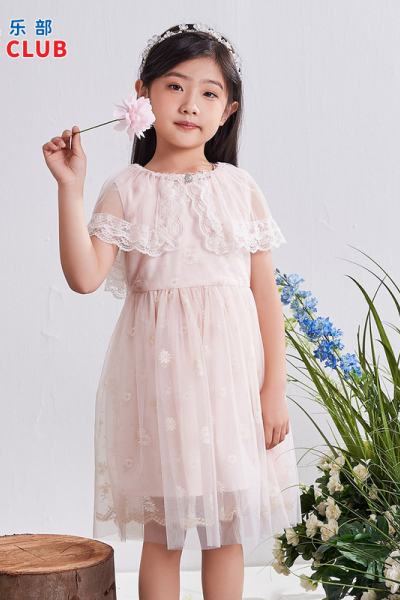[1件3折]铅笔俱乐部2025夏季新品女童连衣裙儿童披肩公主裙中大童背心裙子