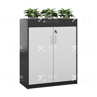 臻远ZY5011013花槽柜办公室矮柜墙边柜 二门柜 柜体灰色门板白色 800*300*800
