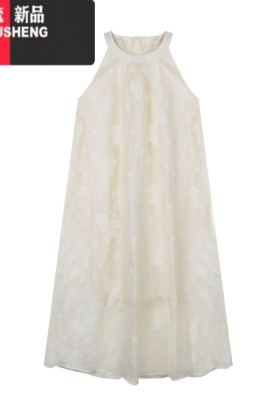 YIBUSHENG设计感挂脖吊带裙度假风连衣裙女季显瘦温柔风A字长裙重工裙子