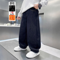 男童加绒牛仔裤宽松阔腿裤保暖年新款中大童韩版直筒休闲裤潮