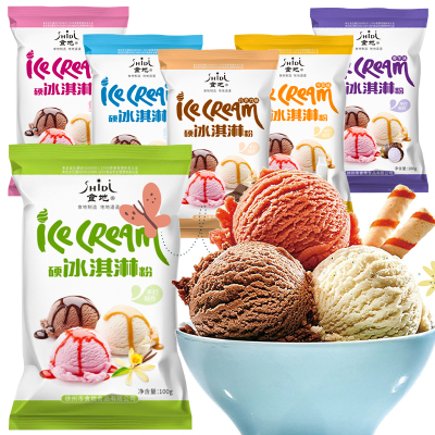 食地 硬冰淇淋粉100gx6袋 家用自制手工diy 牛奶草莓味挖球冰激凌雪糕粉
