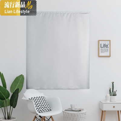 遮光窗帘免打孔安装魔术粘贴式成品卧室阳台飘窗遮阳防晒布 三维工匠