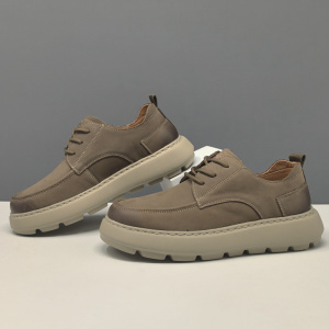 男士头层牛皮休闲鞋欧洲站真皮百搭潮鞋高端小众厚底增高鞋男