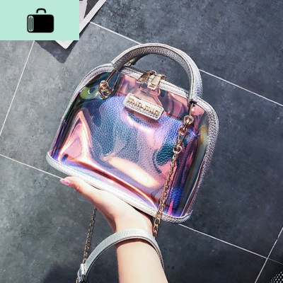 包包潮女包透明新款2020夏季镭射银色果冻包小仙女链条斜挎贝壳包NEW LAKE女斜挎包
