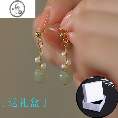 JiMi和田玉耳环女夏轻奢小众设计感高级耳钉2022年新款ins风耳饰耳坠