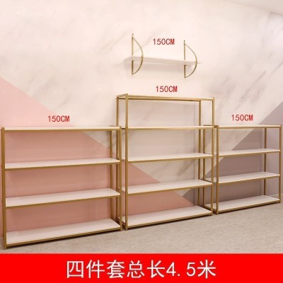 家柏饰(CORATED)鞋店鞋架服装店展示架包包架落地式金色鞋包架创意组合多层置物架 四件套总长4.5M