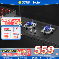 海尔(Haier)燃气灶双灶 天然气灶 家用双灶具 5.2KW大火力 一级能效 瞬燃点火熄火保护煤气灶双灶Q2BE3