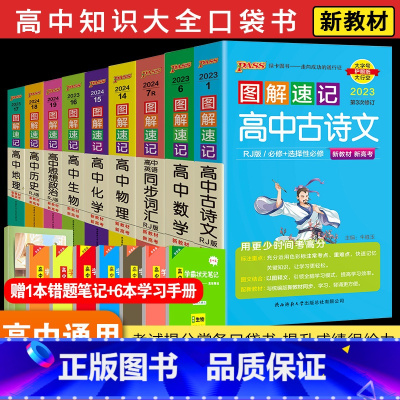 [正版]2024版 pass绿卡图书图解速记高中数学英语古诗文生物物理化学政治地理历史全套9本人教版 高中文科理科复习