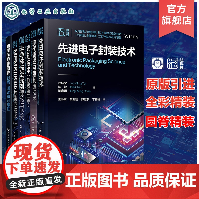 6册 现代集成电路制造技术 先进电子封装技术 光刻技术 半导体纳米器件 半导体先进光刻理论与技术 MEMS三维芯片集成技