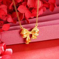 时尚镀金仿黄金越南沙金蝴蝶结项链首饰女款在逃公主项链饰品套链送女朋友老婆情人节七夕生日礼物