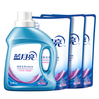 蓝月亮洗衣液8斤套装:薰衣草洁净1kg+薰衣草洁净袋装1kg×3/套