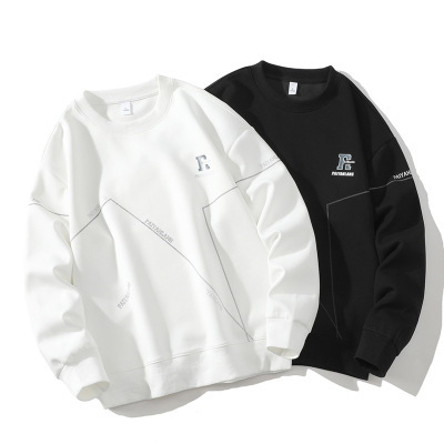 男士春秋季新款情侣卫衣休闲百搭圆领上衣套头纯色长袖运动体恤男