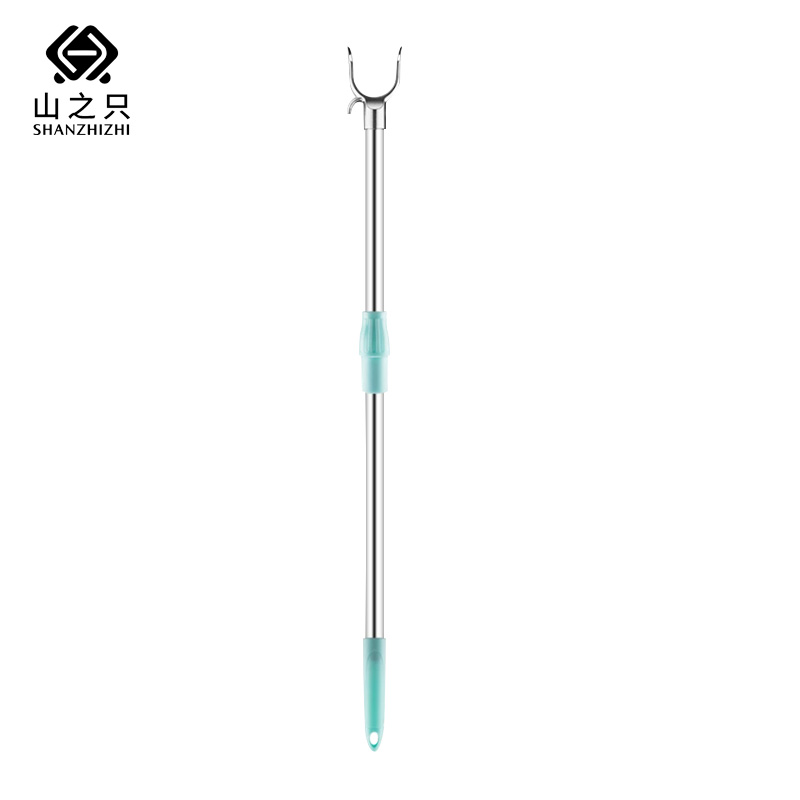 山之只 伸缩撑衣杆衣叉 83-143cm镀锌头 个