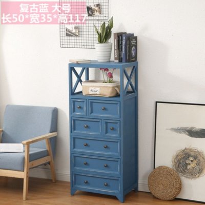 创意花架复古实木客厅花盆架室内阳台美式木头架子窄柜收纳小柜子