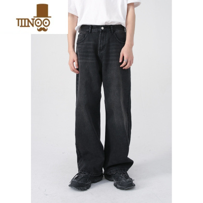 YANXU吾一白男生阔腿牛仔裤夏季薄款美式高街潮牌宽松直筒秋季裤子男款