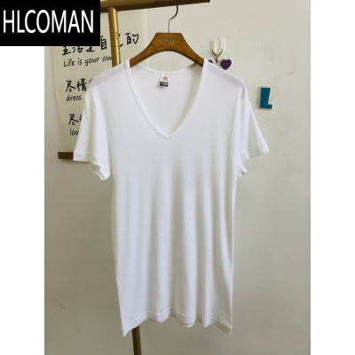 HLCOMANP7 *枪男士V领弹力短袖T恤