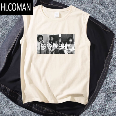 HLCOMAN东北世家t恤男夏季国潮宽松大码休闲无袖体恤衫f4上衣坎肩