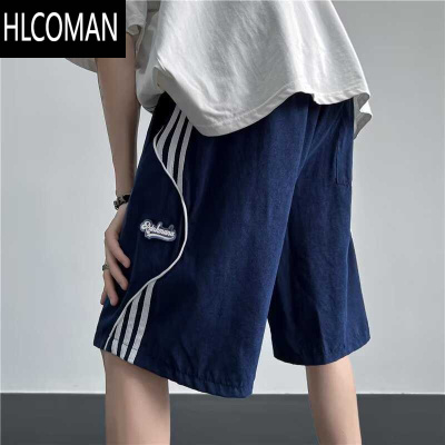 HLCOMAN三条杆短裤男夏季潮牌宽松五分休闲运动裤衩美式高街痞帅篮球裤子