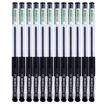 英雄(HERO)中性笔 12支装黑色办公速记碳素笔858