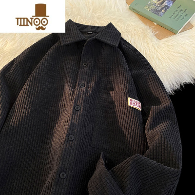 YANXU灯芯绒衬衫男款日系复古宽松潮流长袖衬衣痞帅小众大码外套