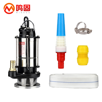 鸣固 潜水泵220V家用抽水小型高扬程农用井用排污 370W1.5寸 5米 污水泵