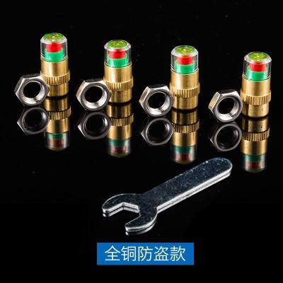 [补贴10%]汽车轮胎气嘴帽胎压监测帽气压检测警示预警冒气嘴帽用品大全 [全铜款+铜芯]4只装+防盗螺丝4个+扳