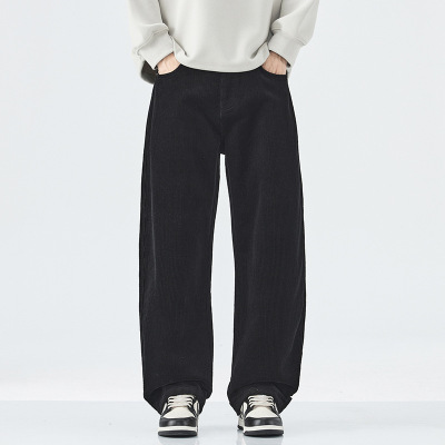 |秋季新纯棉重磅克潮牌宽松直筒裤男士休闲阔腿裤美式潮流