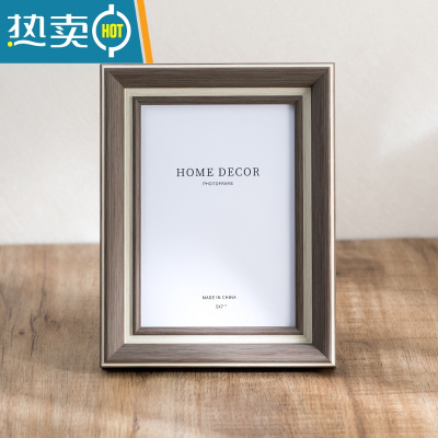 敬平简约摆台欧式相框高级感画框5五6六7七8八10十寸A4可挂墙照片框架 弧边灰褐色 8寸[可放15.2*20.3cm]