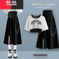 YIBUSHENG初中生连衣裙子女季2024新款酷飒风装搭配一整套小黑裙套装