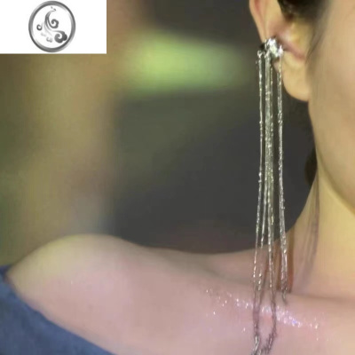 JiMi长款流苏耳骨夹无耳洞女小众设计高级感冷淡风气质显脸小耳夹耳饰