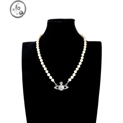 JiMi西太后土星珍珠项链别针轻奢小众2023年新款女毛衣链欧阳娜娜同款