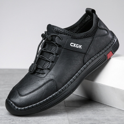 2025新款休闲男鞋透气潮流豆豆鞋真皮软底豆豆鞋懒人乐福鞋子