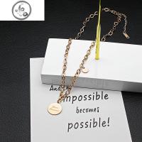 韩版圆牌钛钢镀14K真金网红项链女锁骨链简约脖链学生闺蜜 JiMi