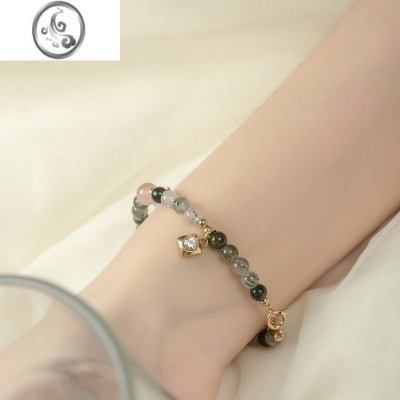 JiMi十里间[斑驳落青]少女小清新绿幽灵水晶手链百搭文艺古风手串