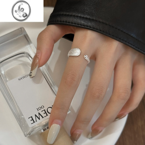 JiMi925银银磨砂素圈食指戒指女小众设计高级感时尚个性开口戒子