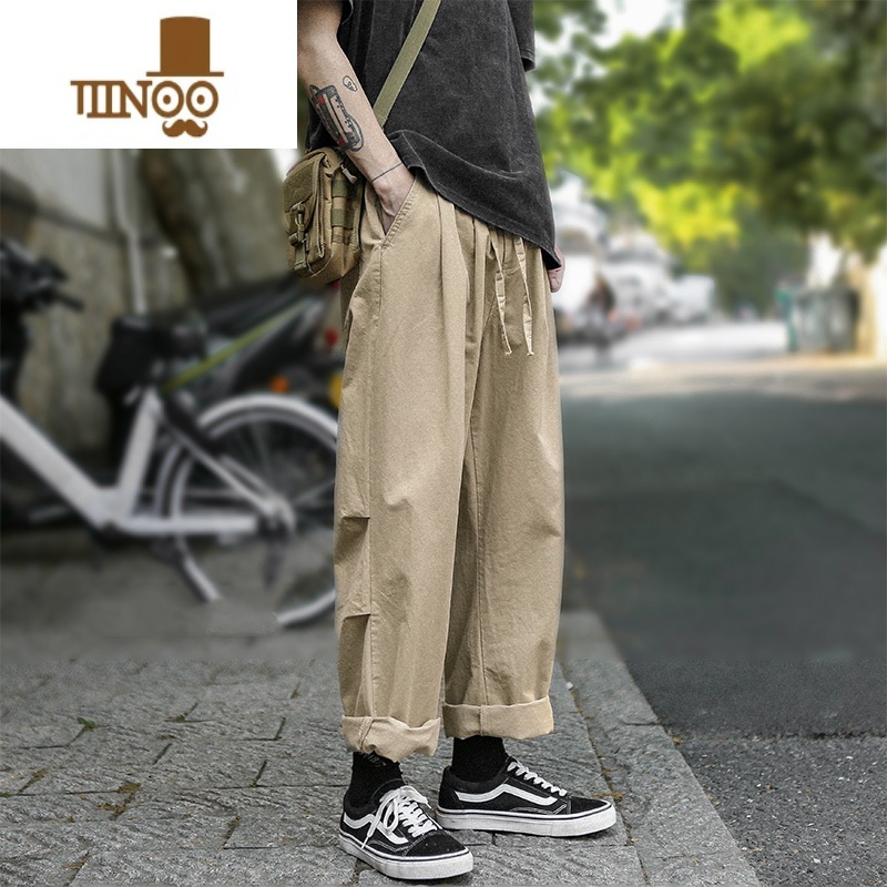 YANXU工装裤男士夏季薄款潮流潮牌宽松直筒裤日系休闲长裤子