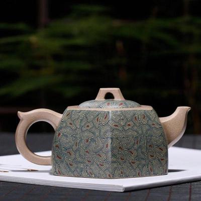 美帮汇紫砂壶六方井栏壶镇学原矿段泥手绘绞泥茶壶泡茶壶