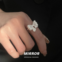 925纯银蝴蝶结闪亮戒指女指环尾戒小众设计ins风轻奢高级感2025年送女朋友老婆情人节七夕生日礼物