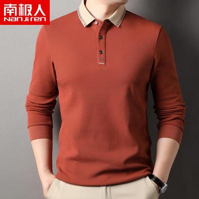 南极人男士长袖T恤翻领纯棉polo衫上衣加厚男装体恤衫宽松春秋季
