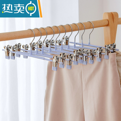 敬平家用裤架裤夹防滑裙夹内衣夹jk衣架多功能夹子不锈钢强力裤挂 北欧蓝 20个