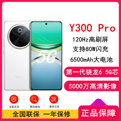 vivo Y300 Pro 羊脂白 8GB+128GB 骁龙6 5G芯 6500mAh电池 80W充电 5000万高清影像 5G 手机