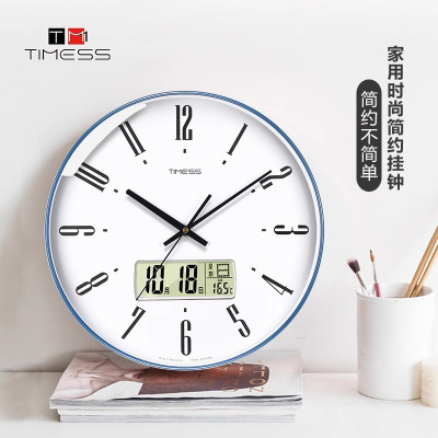 TIMESS钟表石英钟家用客厅现代简约挂墙免打孔挂钟轻奢新中式时钟