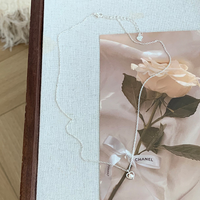 S925纯银正圆珍珠爱心镂空项链女温柔颈链优雅大气锁骨链闺蜜送女朋友老婆情人节七夕生日礼物